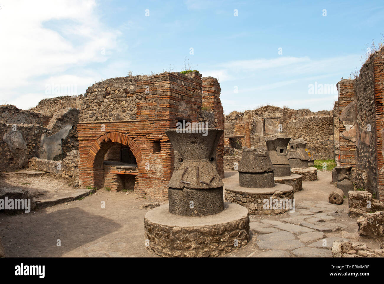 Bakery oven and grain mills, Pompeji, Campania, Italy Stock Photo