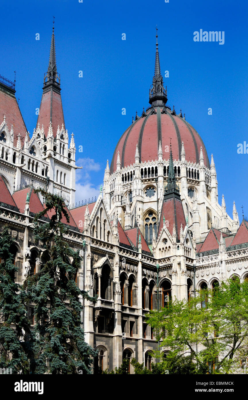 Budapest, Hungary. Parliament Building or Orszaghaz (Imre Steindl: 1884-1904) Stock Photo