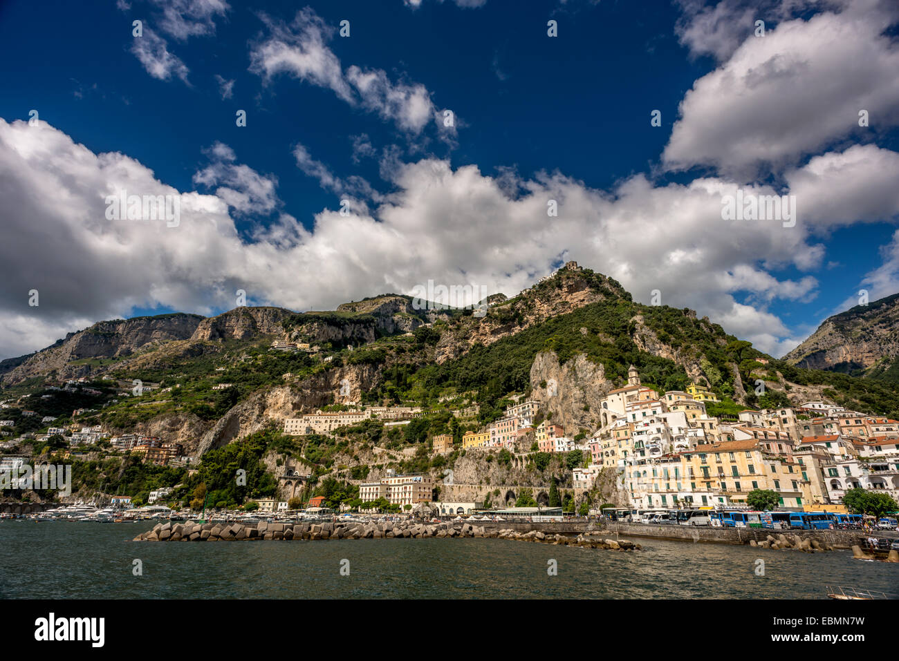 Amalfi and the cliffs above town. Stock Photo