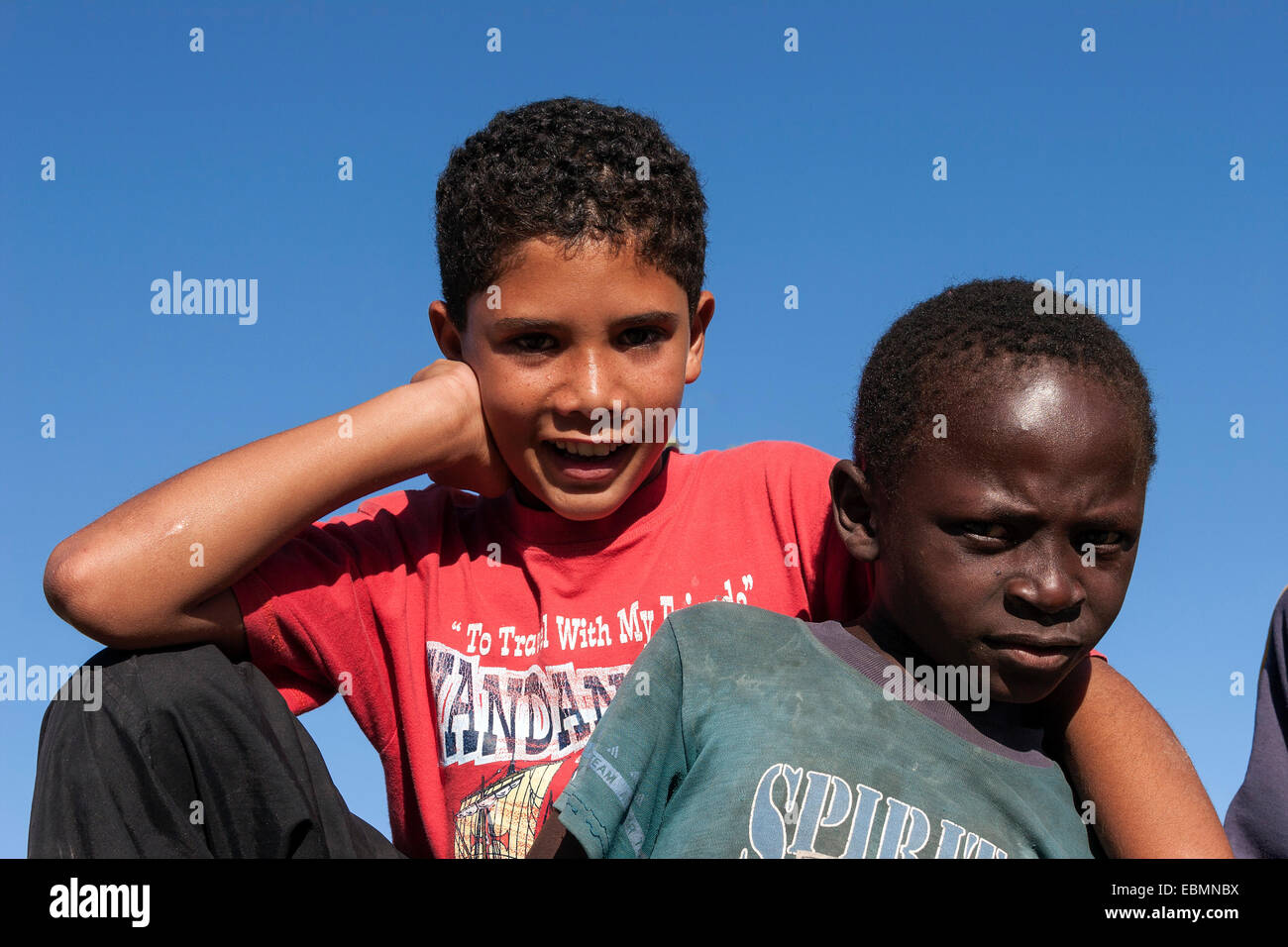 Local boys, Lüderitz, Namibia Stock Photo