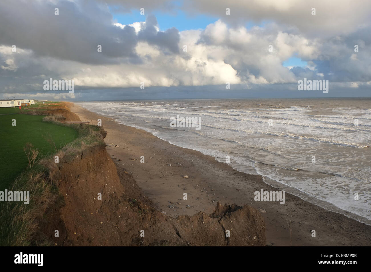 Environmental conditions of eroding cliffs, weather and sea. Stock Photo