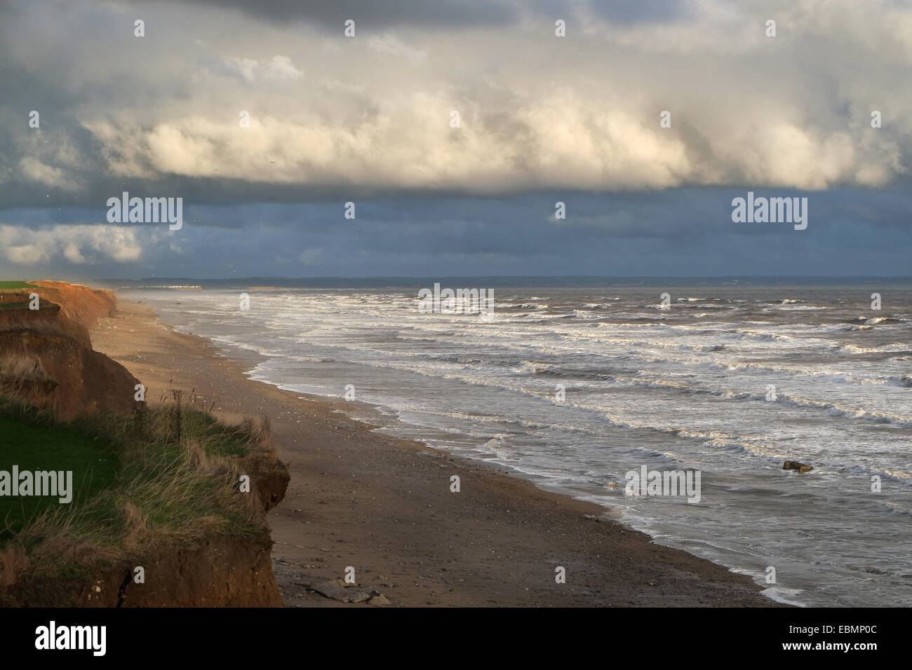 Environmental conditions of eroding cliffs, weather and sea. Stock Photo