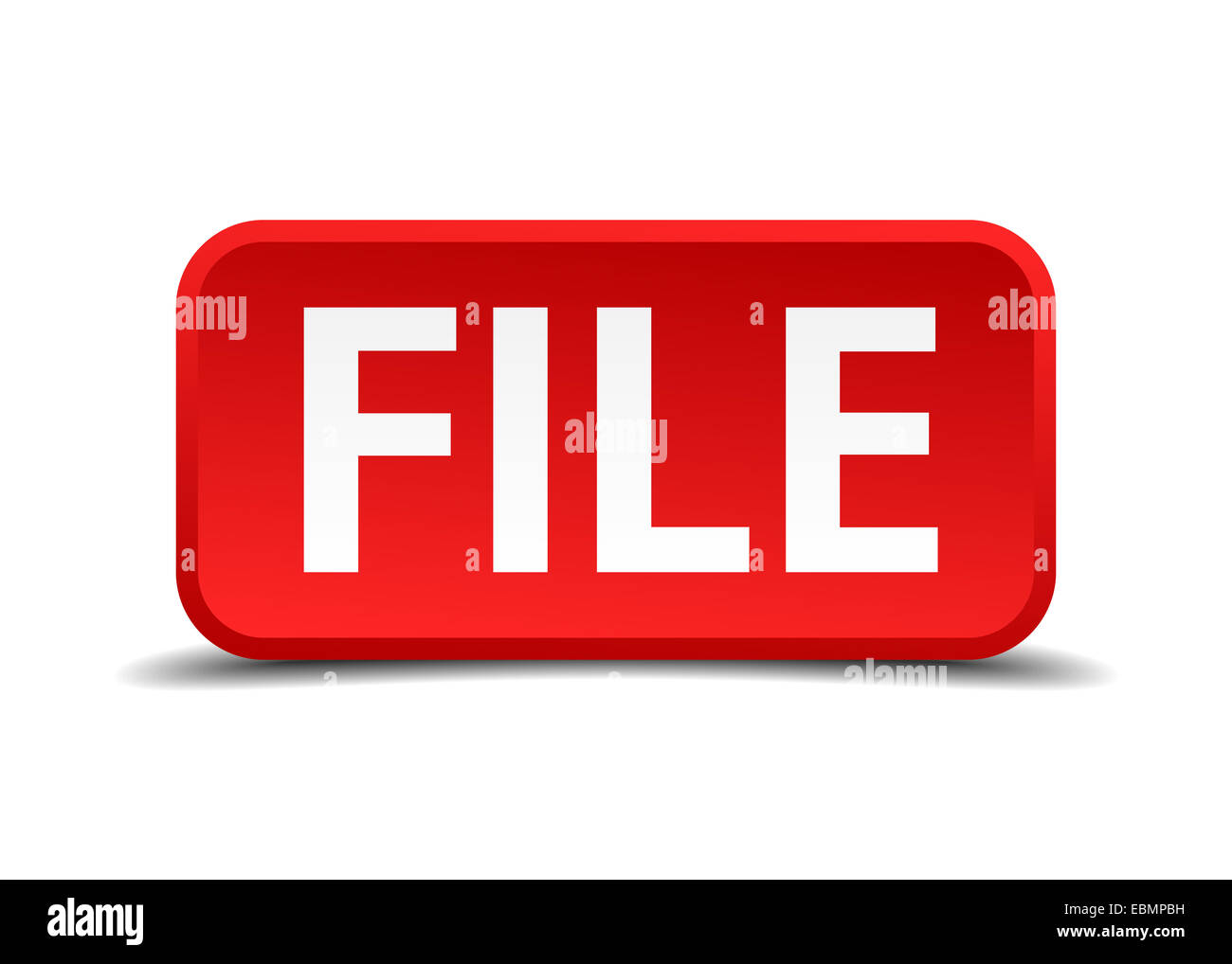 File red 3d square button isolated on white background Stock Photo - Alamy