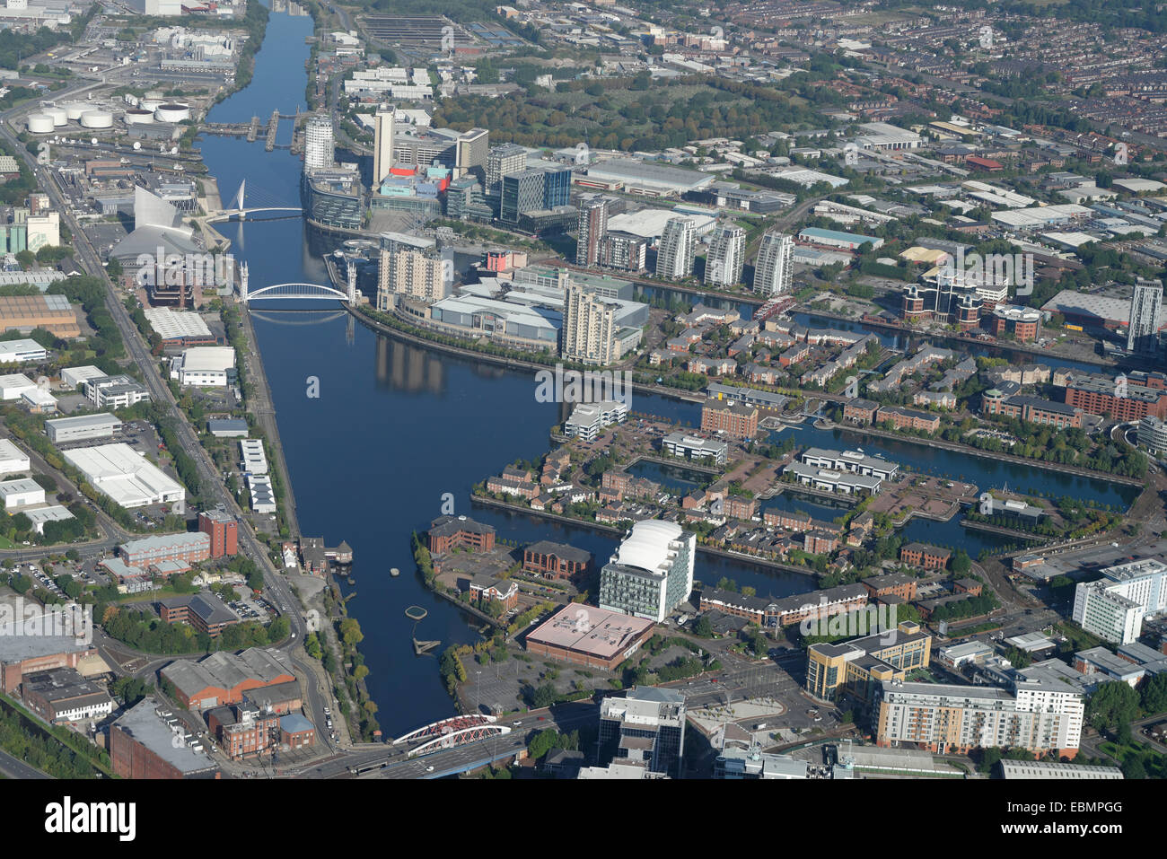 An aerial view of Salford Quays, Manchester Stock Photo
