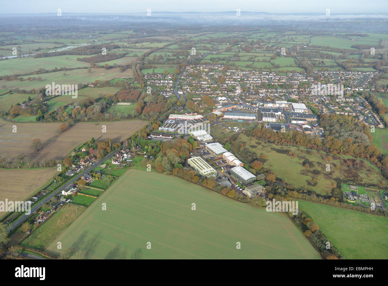 An aerial view of the village of Partridge Green near Henfield, West