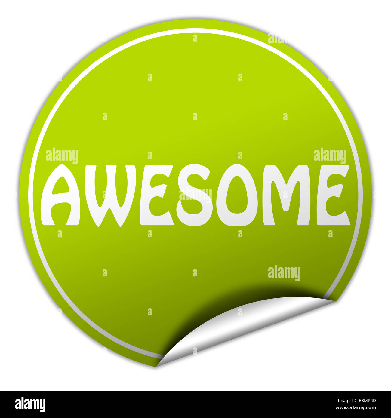 AWESOME round green sticker on white background Stock Photo - Alamy