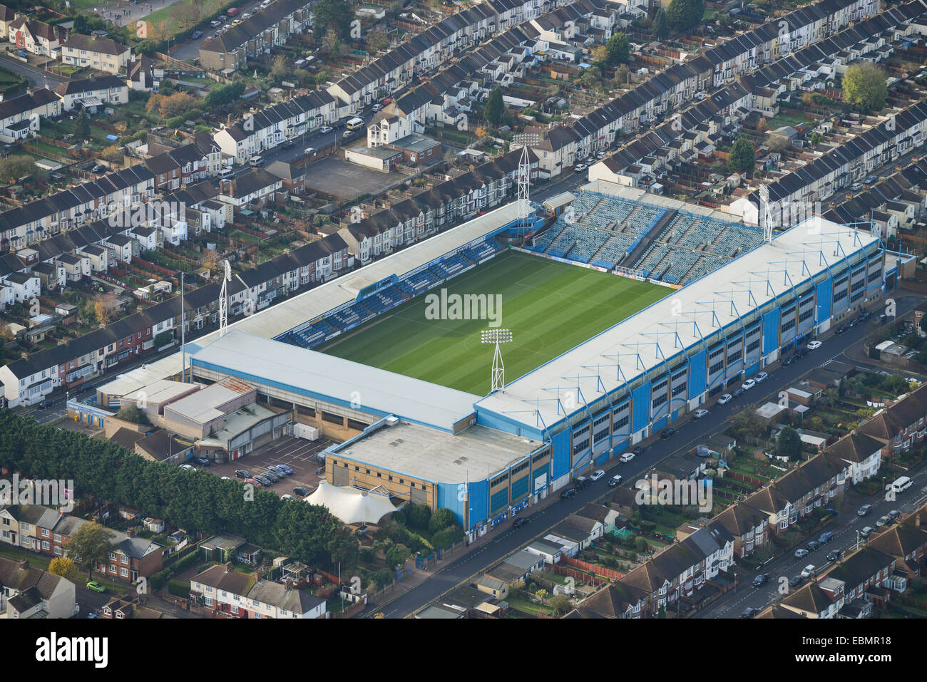 An aerial view of the Priestfield Stadium, home of Gillingham FC Stock Photo