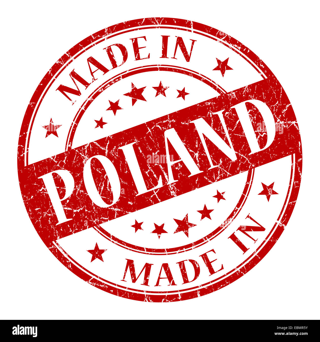 Made In Poland red stamp Stock Photo