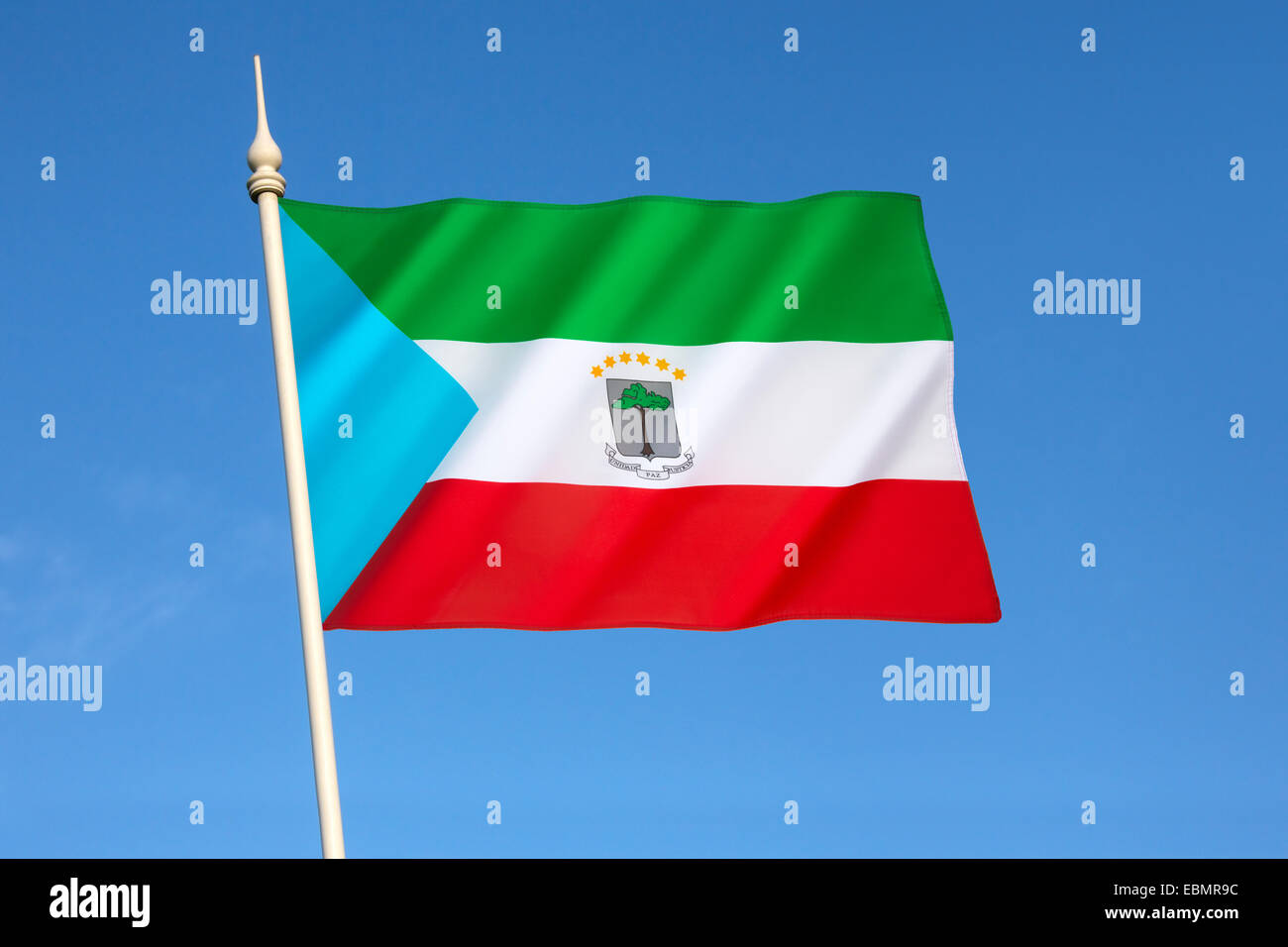 The flag of Equatorial Guinea Stock Photo