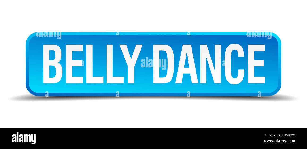belly dance blue 3d realistic square isolated button Stock Photo
