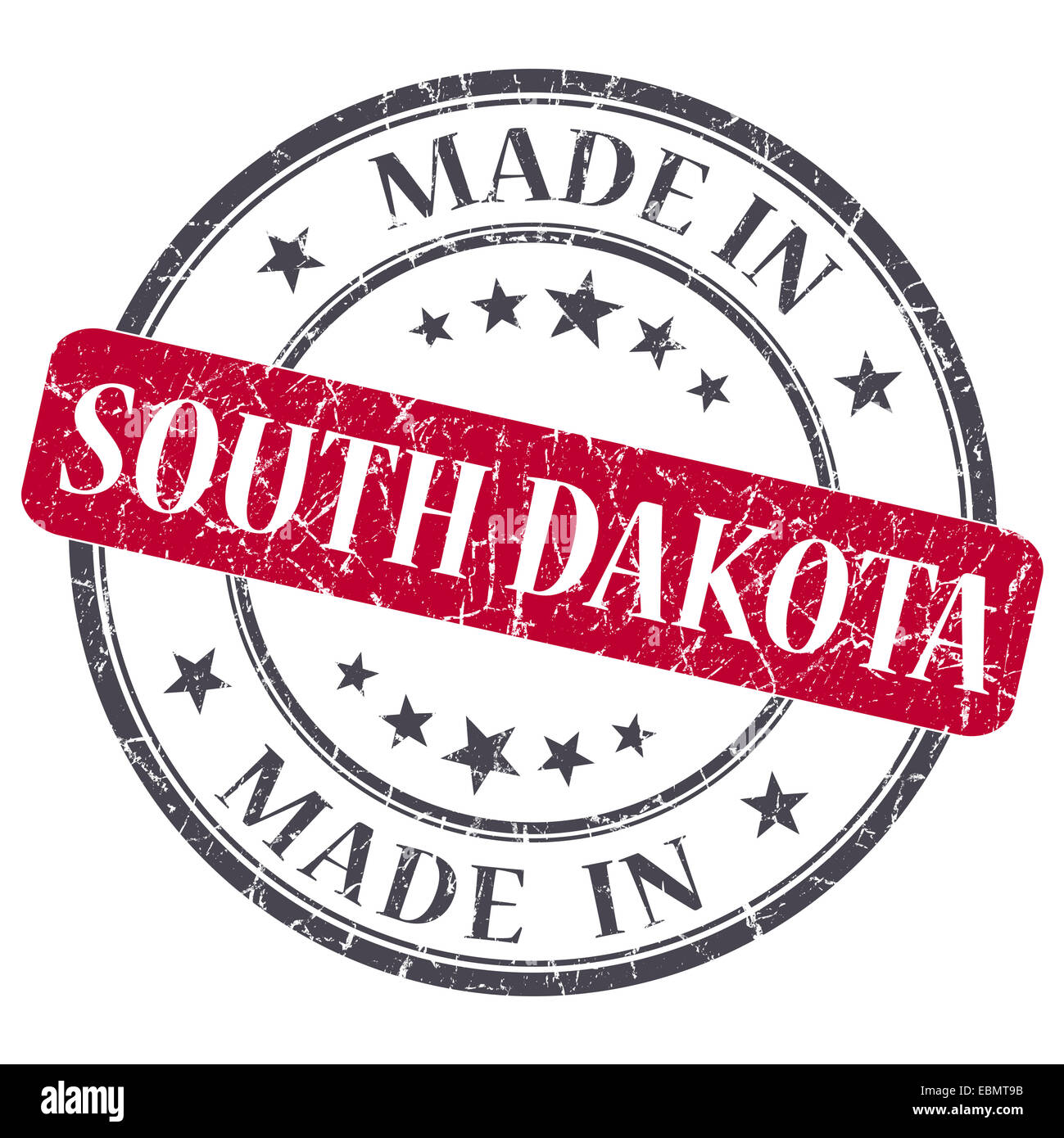 made in South Dakota red round grunge isolated stamp Stock Photo - Alamy