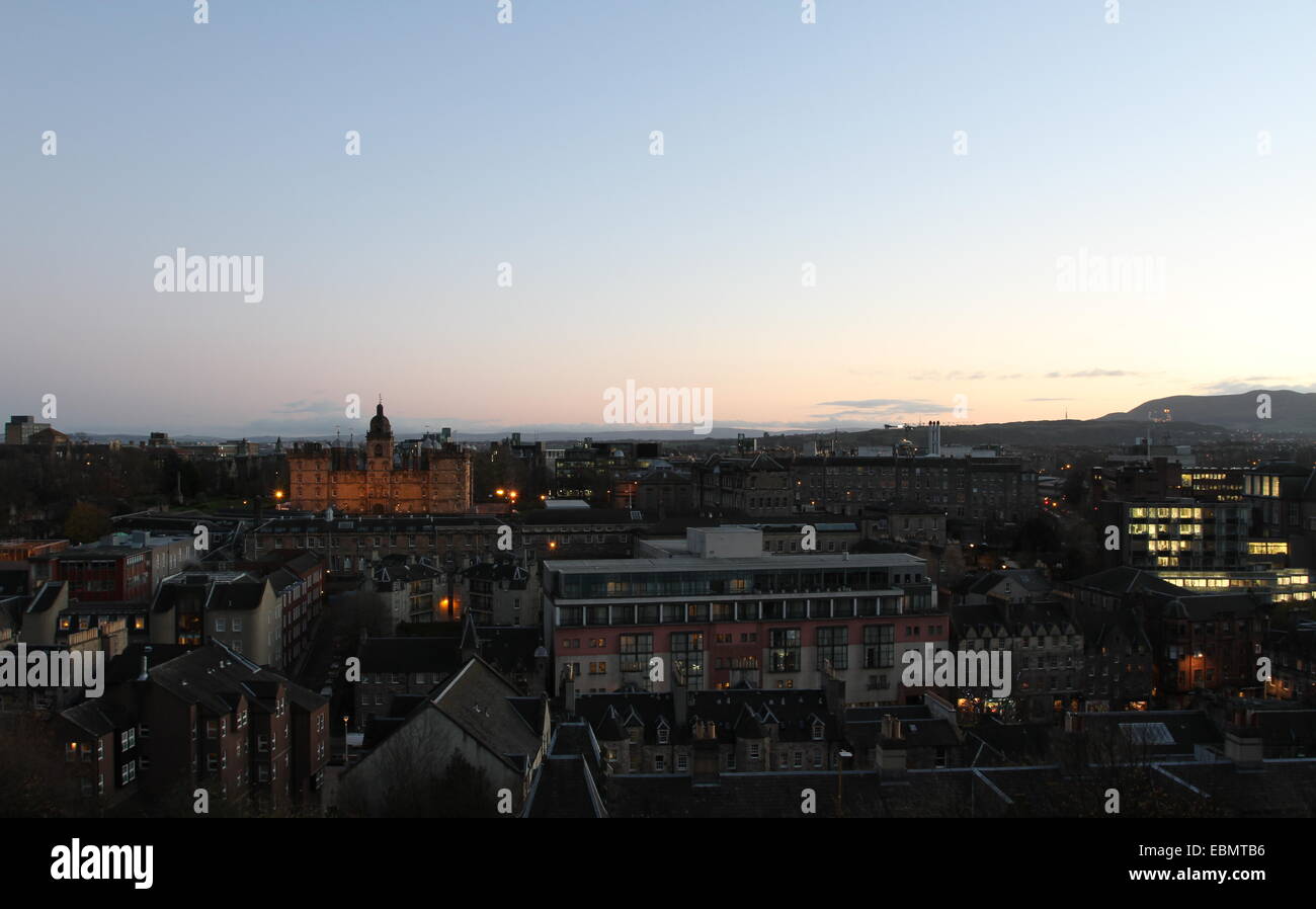 Edinburgh cityscape including George Heriot School Edinburgh Scotland  November 2014 Stock Photo