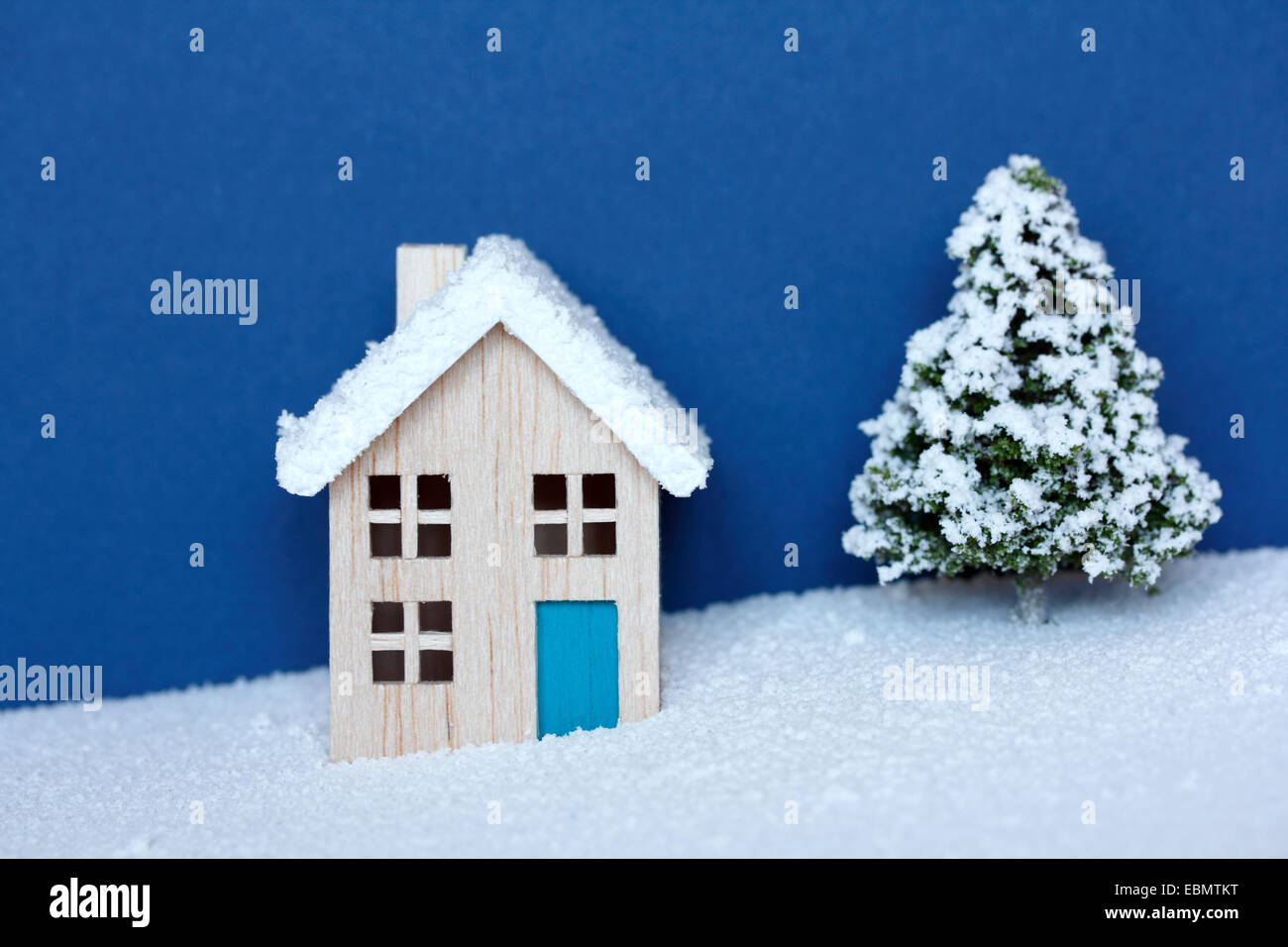 Model house in artificial snow Stock Photo Alamy