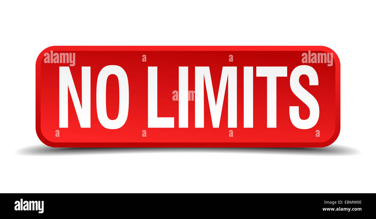 No limits red 3d square button isolated on white Stock Photo