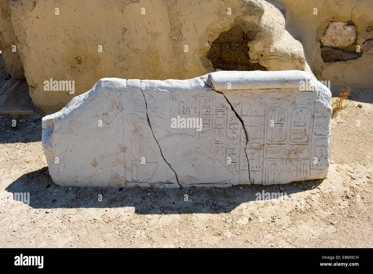 Stone with egyptian characters found in the old tell of Beit She'An in Galilee in Israel Stock Photo