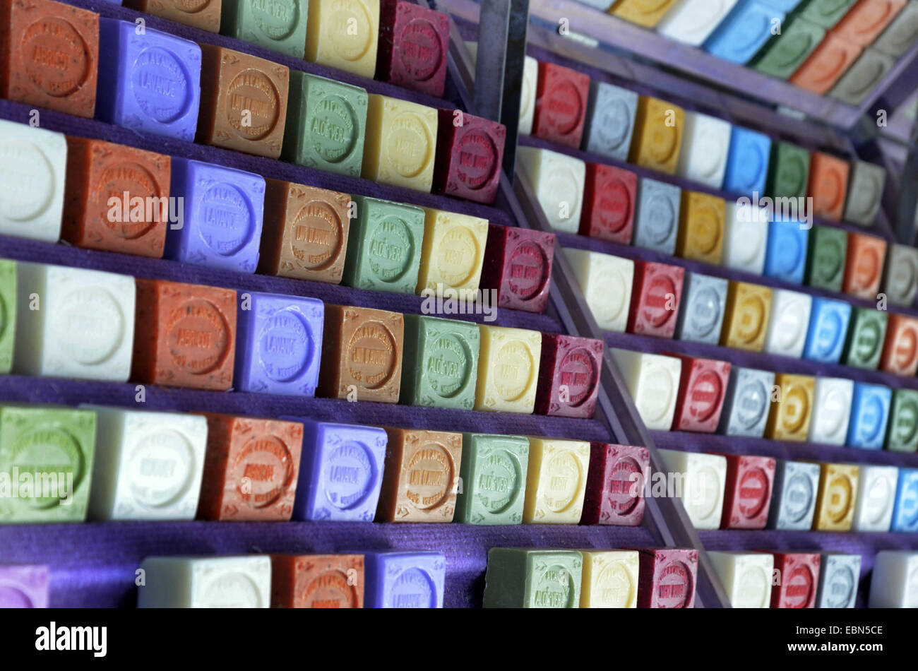 colored cakes of soap of the traditional Marseille soap Stock Photo