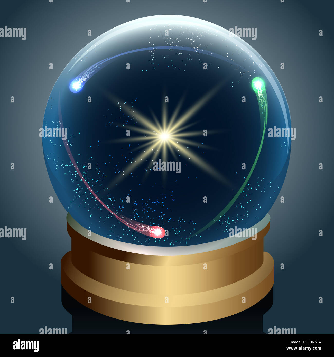 Crystal ball with universe inside Stock Photo