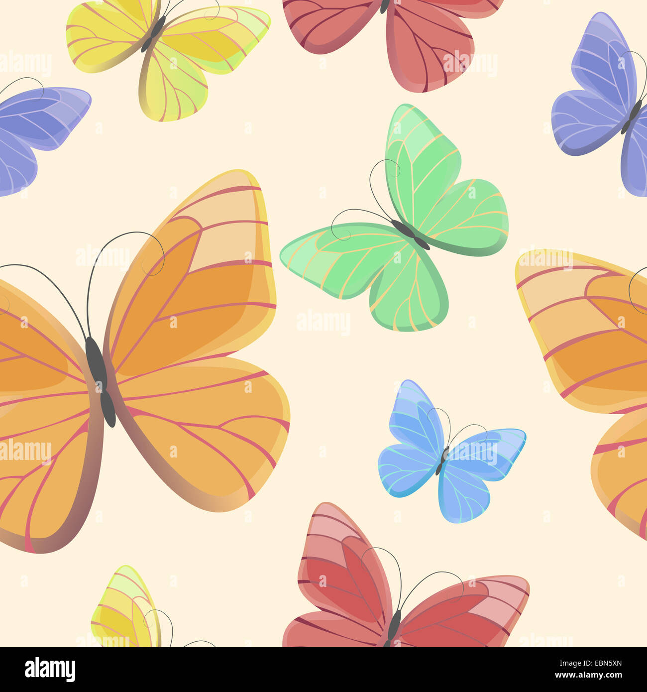 Seamless pattern with flying butterflies Stock Photo