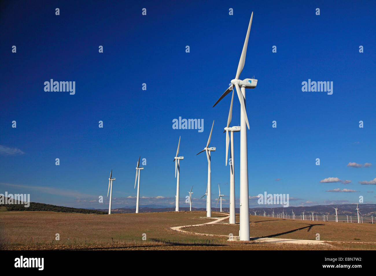 wind farm near Tahivilla in Andalusia, Spain, Andalusia Stock Photo