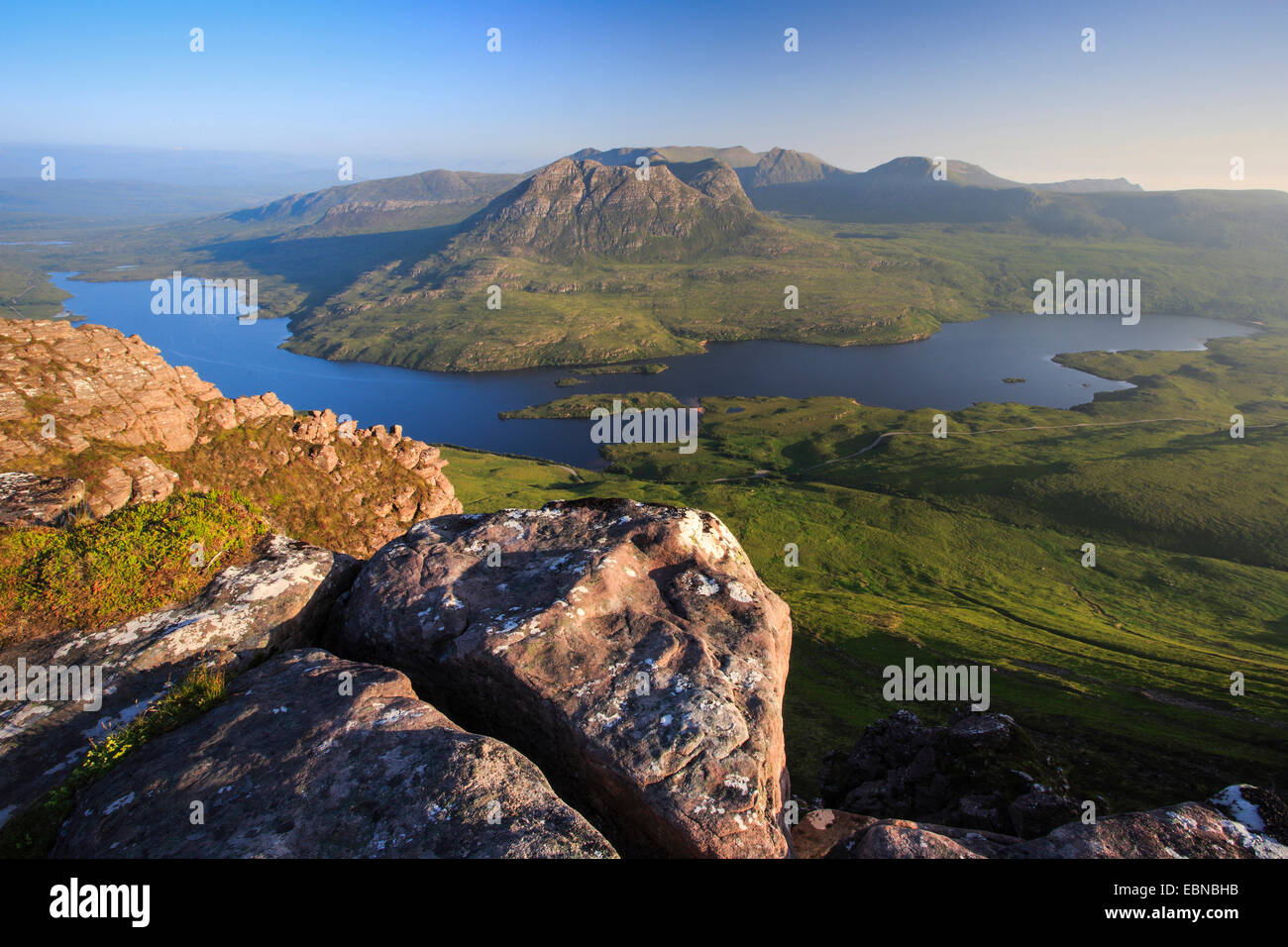 Loch Lurgainn, view from Stac Pollaidh, United Kingdom, Scotland Stock Photo