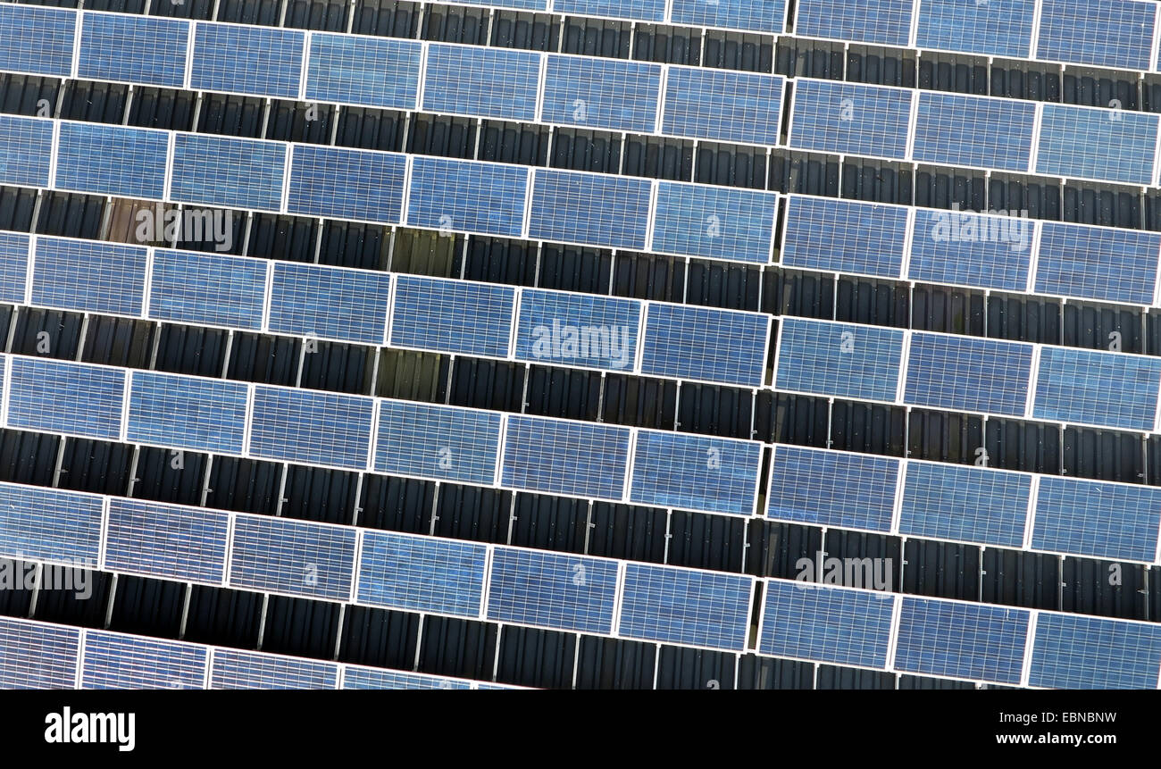 aerial view to solar roof, Germany, Hesse, Sauerland, Welleringhausen