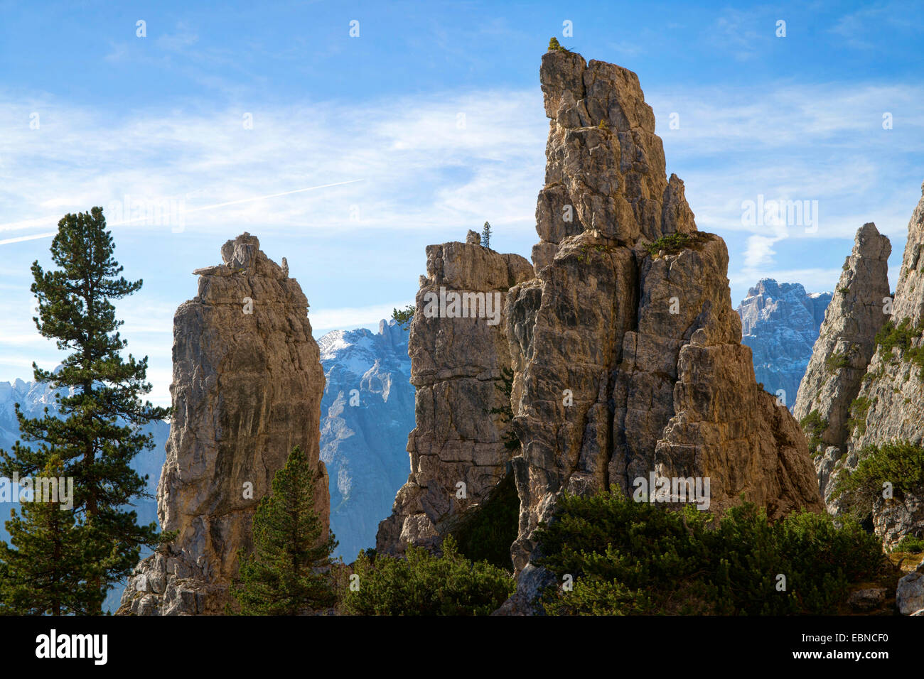 tors of the Piz Popena, Italy, South Tyrol, Dolomiten Stock Photo