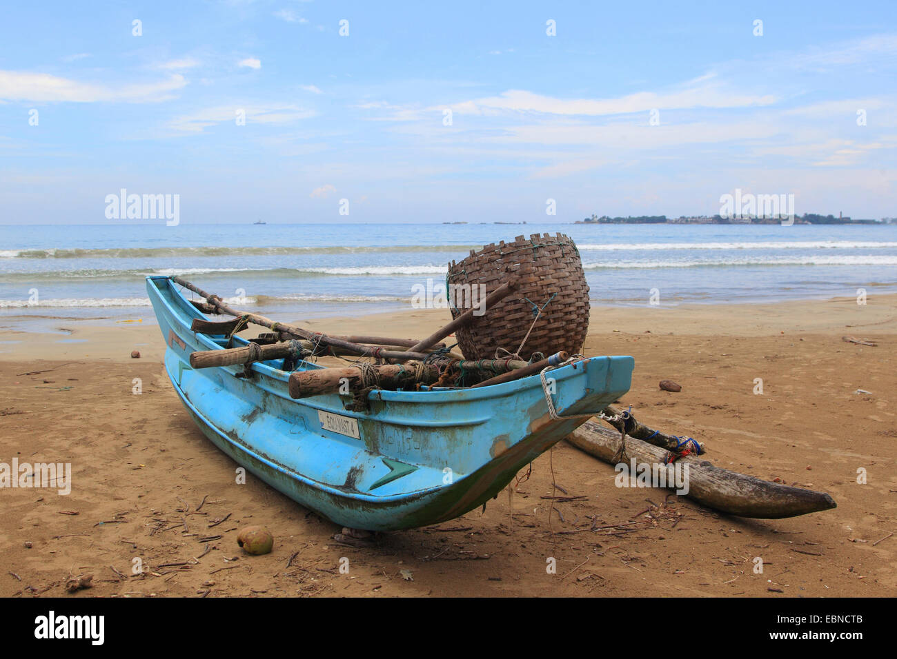 outrigger boat on the beach, Sri Lanka Stock Photo