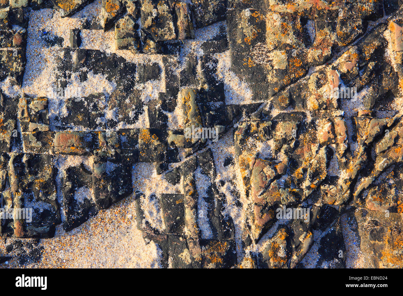 structures of rock in sand, United Kingdom, Scotland, Sutherland Stock Photo