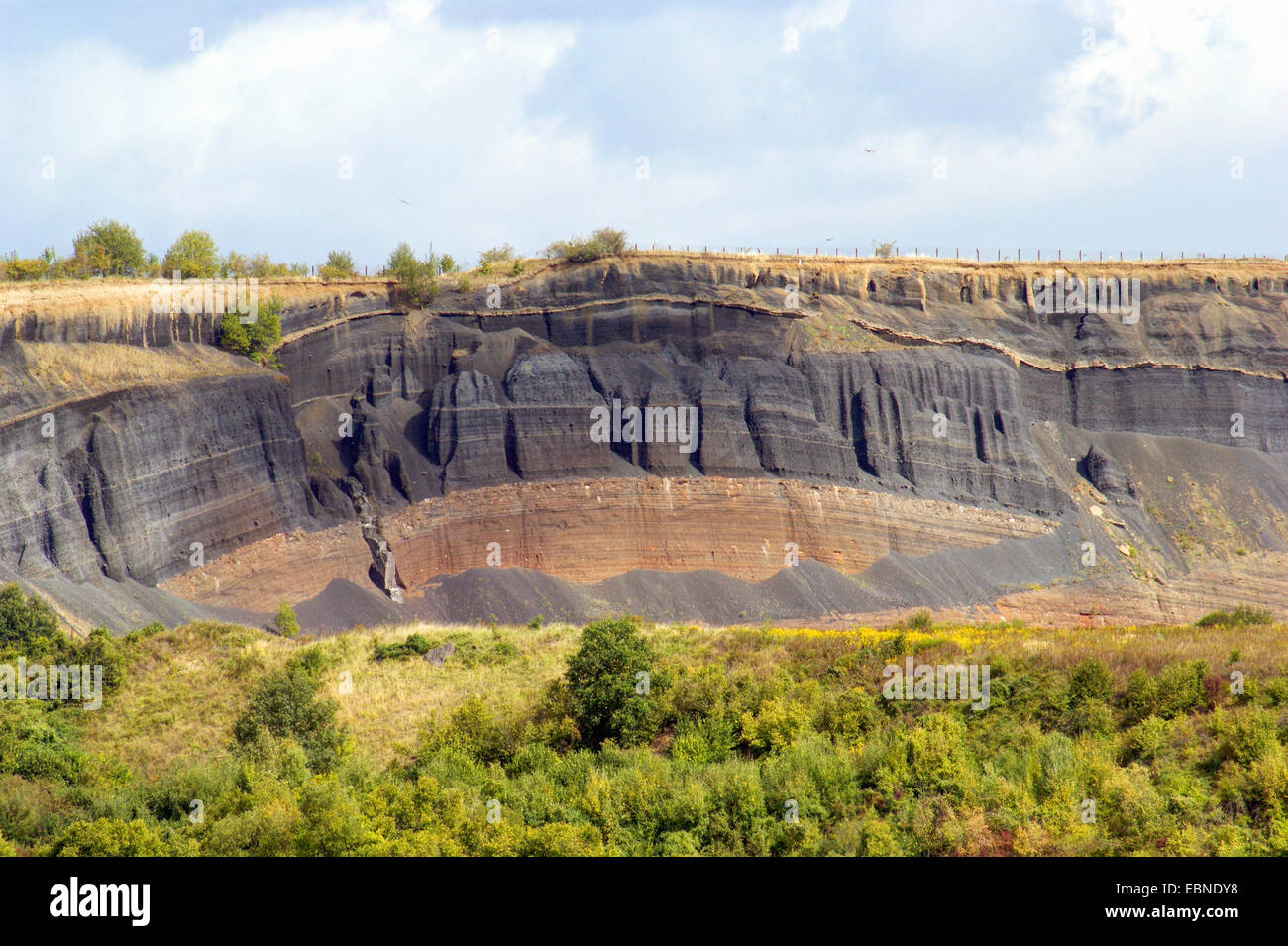 geological outcrop, quarry within lava deposits, Germany, Rhineland-Palatinate, Hocheifel, Laacher See Stock Photo