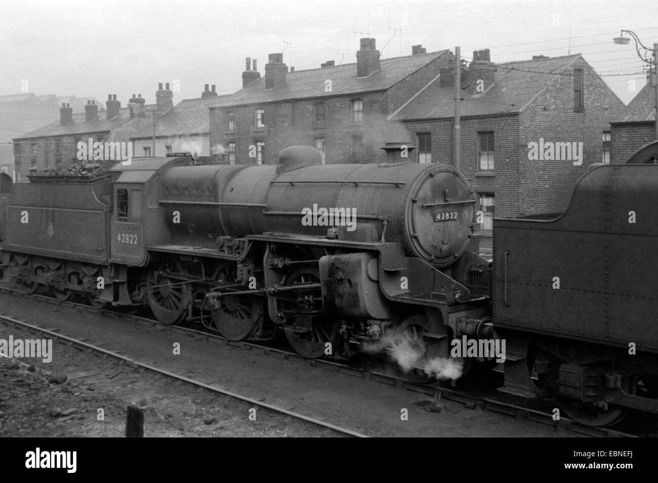 original british rail steam locomotive number 42822 working in sheffield during the 1960s Stock Photo