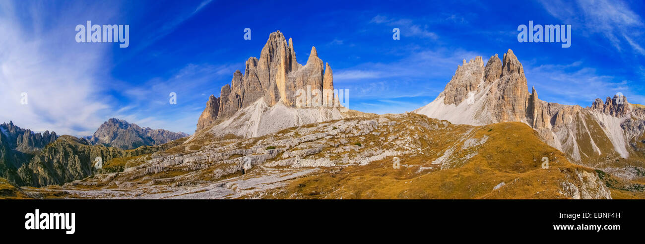 Cristallo, Drei Zinnen and Zwoelferkofel, Croda dei Toni, Italy, South Tyrol, Dolomites Stock Photo
