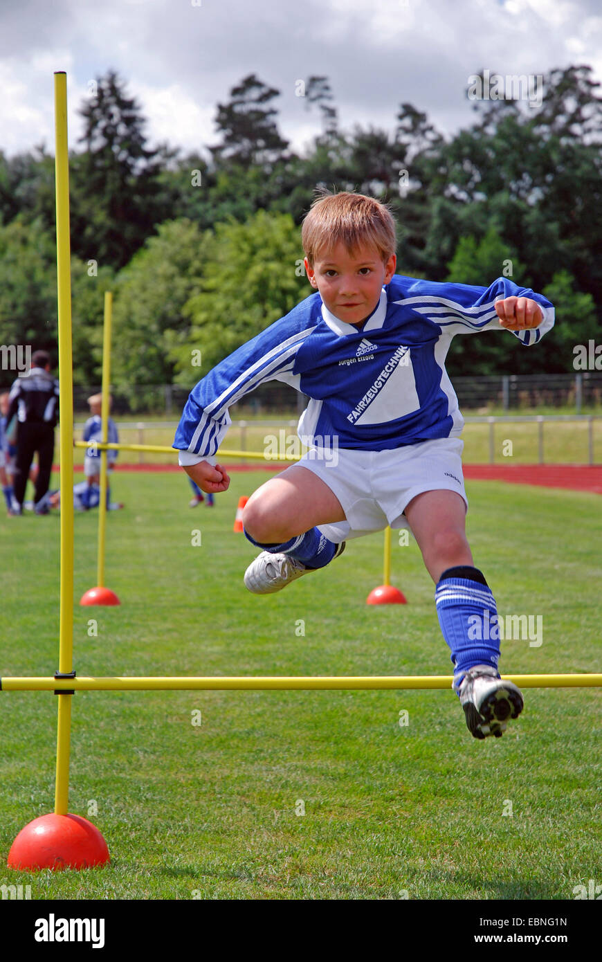steeplechase at a juvenile football tournament, Germany, Baden-Wuerttemberg Stock Photo