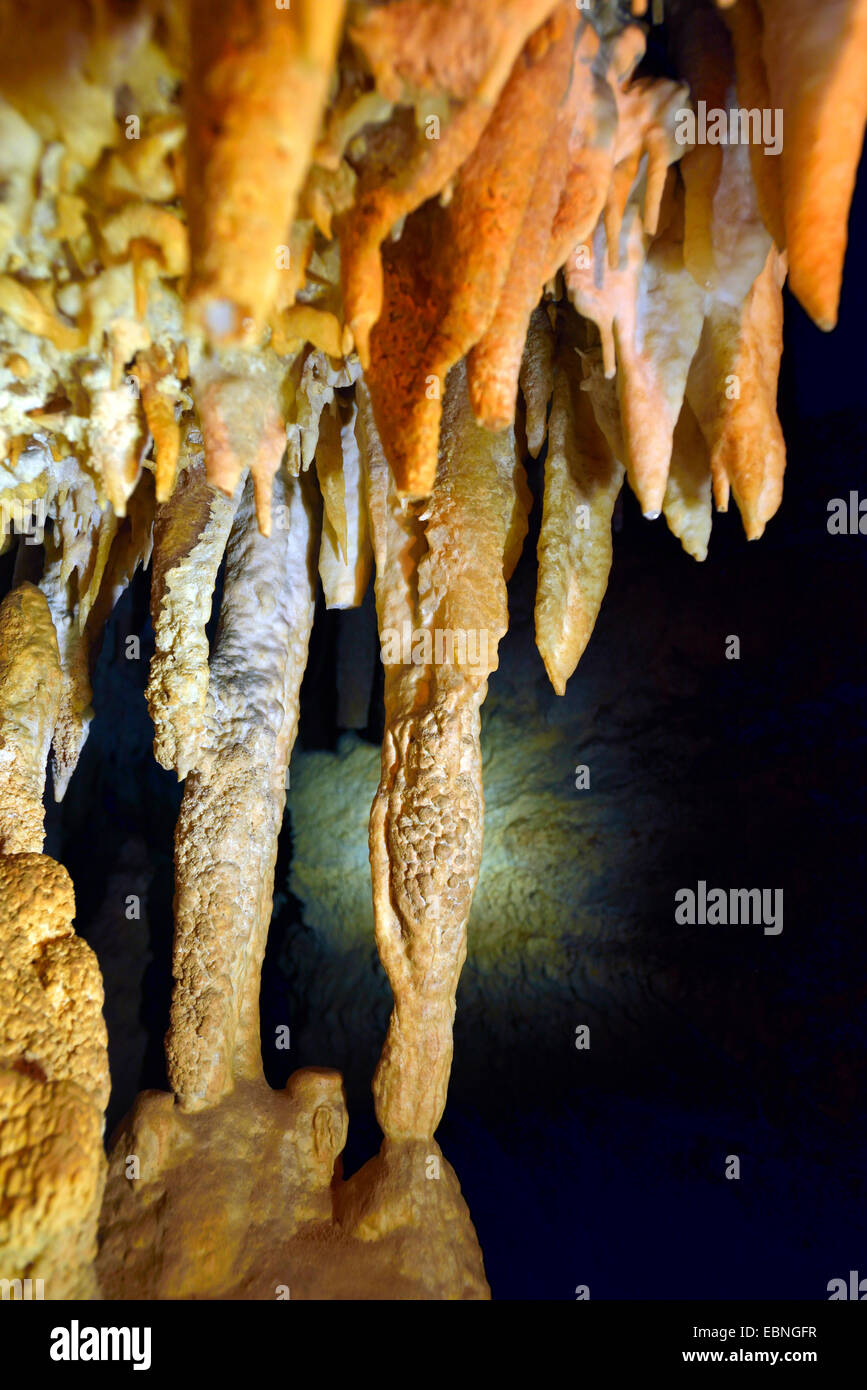 stalactites in the cave called 14 juillet , France, Calanques National Park Stock Photo