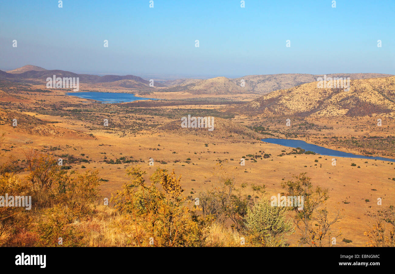 view to Manke lake in the volcanic crater, South Africa, Pilanesberg National Park Stock Photo