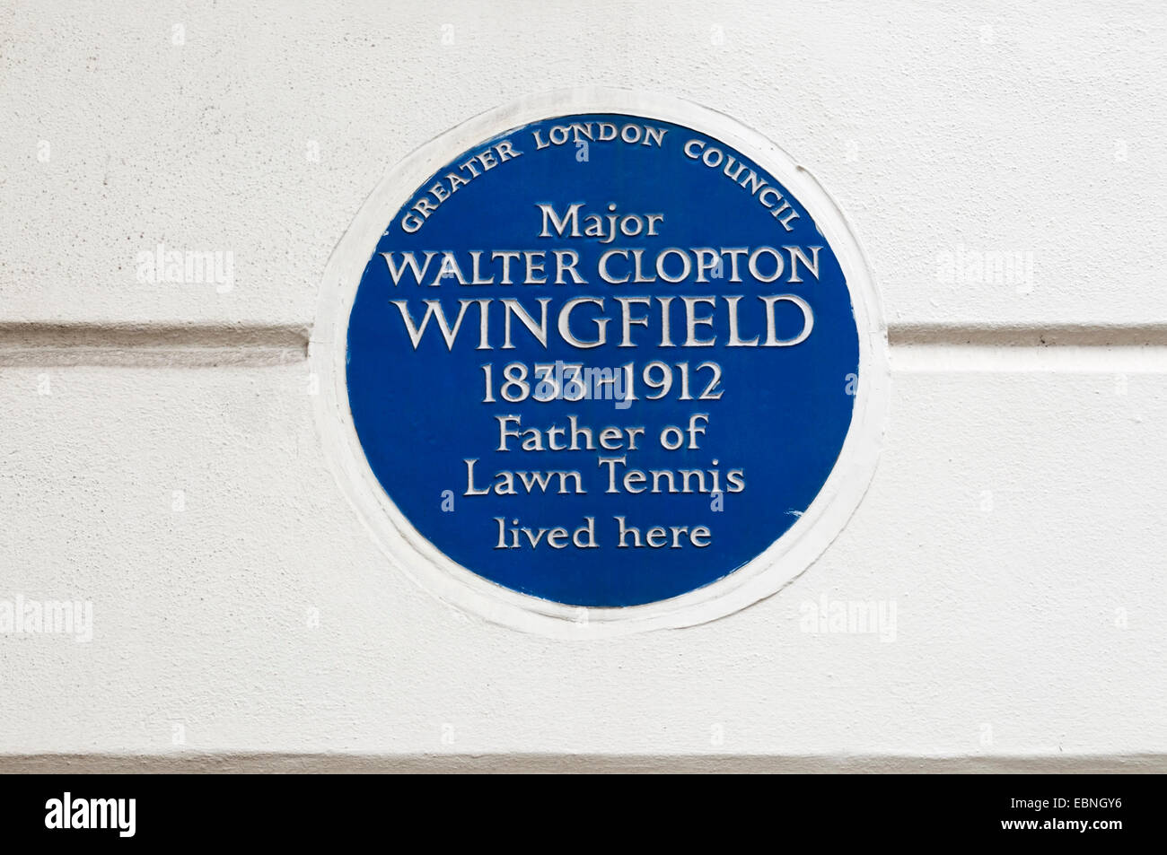 A blue plaque in St George's Square, Westminster, commemorating Major Walter Clopton Wingfield. Stock Photo