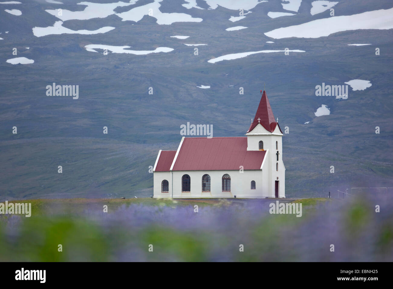 Ingjaldsholl church, Iceland, Snaefellsnes Stock Photo