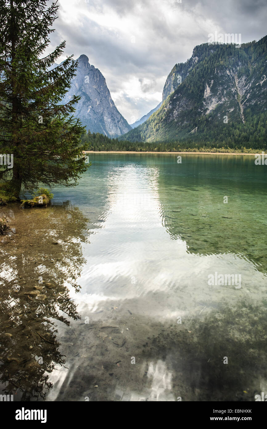 Lago di Dobiacco, Toblacher See inDolomite Alps, Italy, Europe Stock Photo