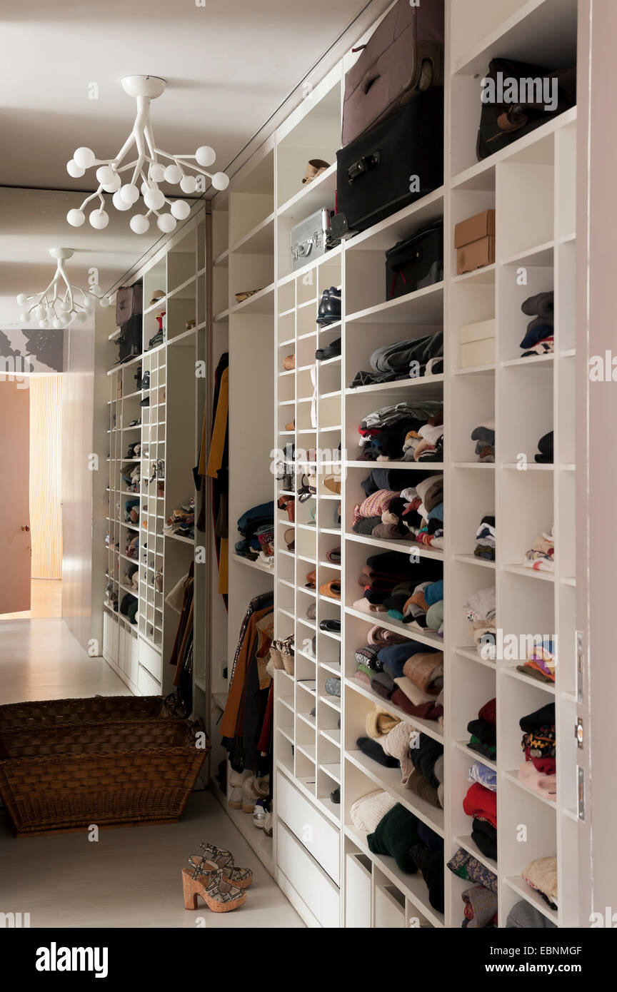 Open shelving in dressing room Stock Photo Alamy