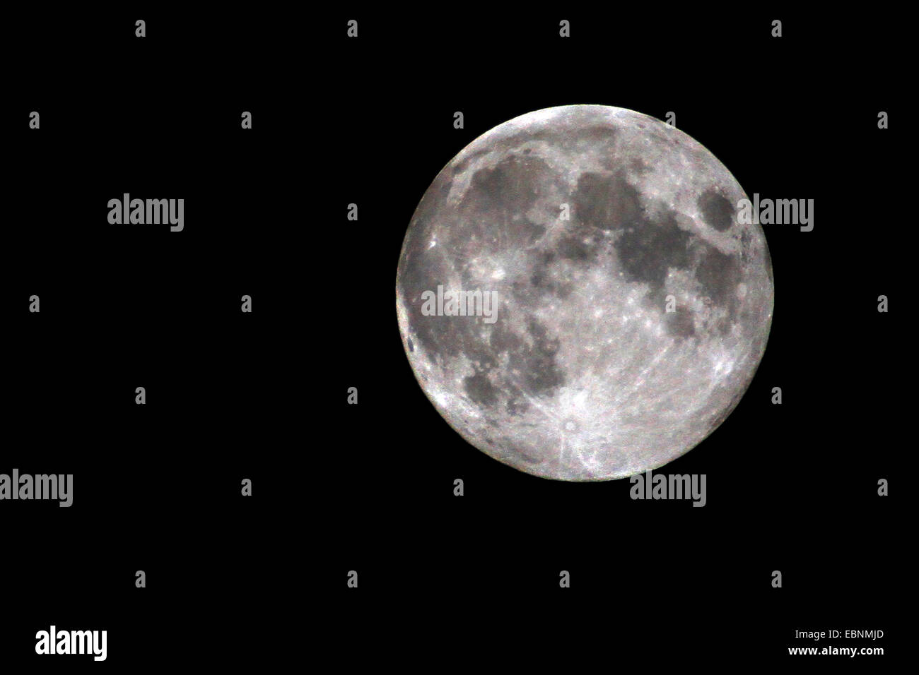 full moon, at the top on the right the Mare Imbrium where the chinese space probe ChangÆe-3 landed on 14.12.2013 Stock Photo