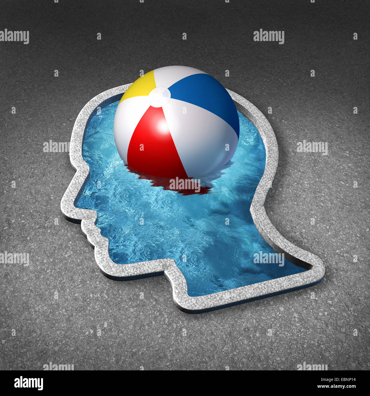 Leisure thinking concept and mental relaxation symbol as a swimming