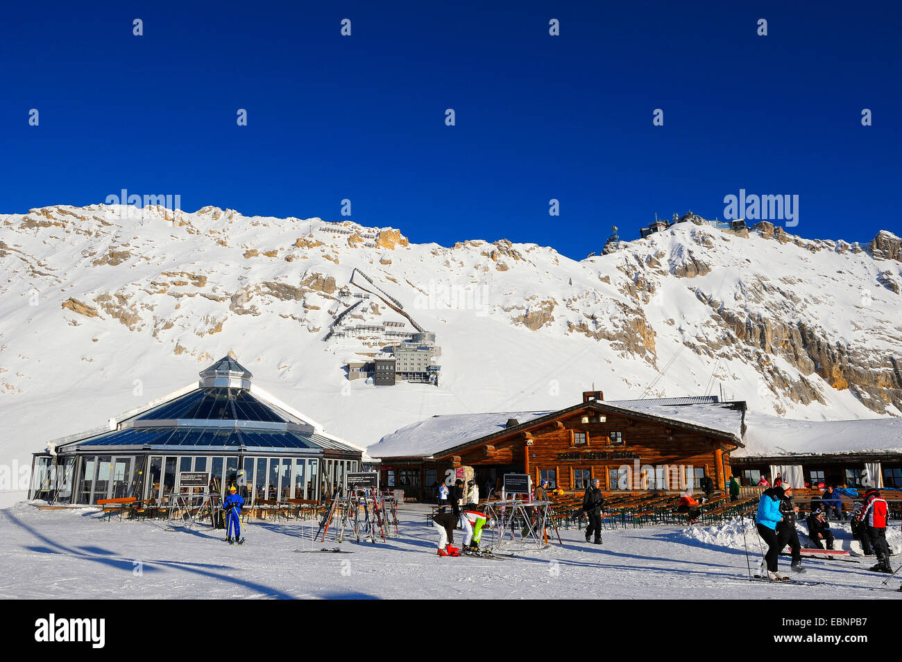 Zugspitze and Zugspitzplatt in winter, Germany, Bavaria Stock Photo