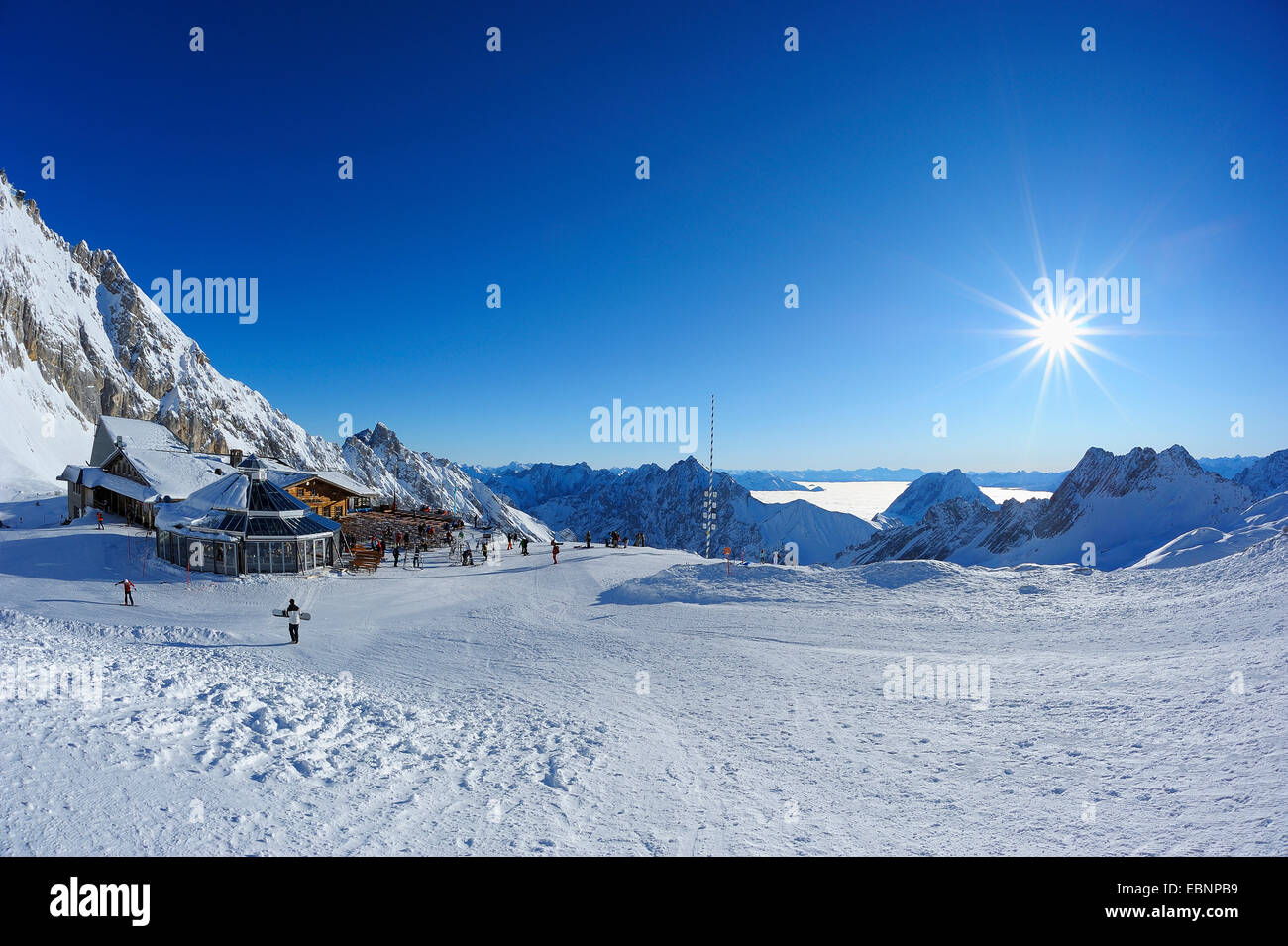 Zugspitze and Zugspitzplatt in winter, Germany, Bavaria Stock Photo
