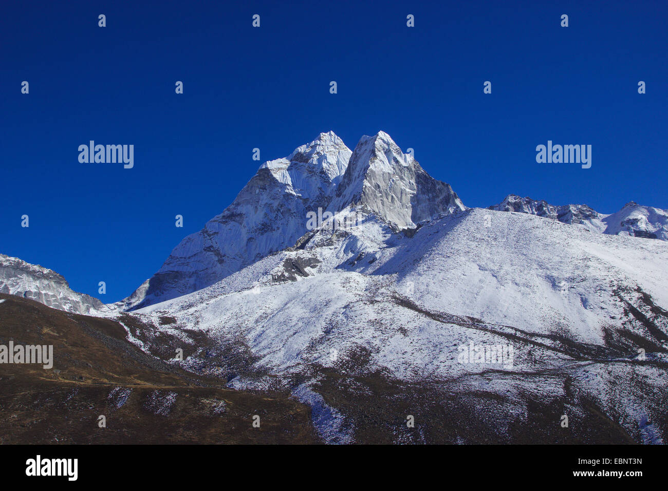 view from Dingboche to Ama Dablam , Nepal, Himalaya, Khumbu Himal Stock Photo