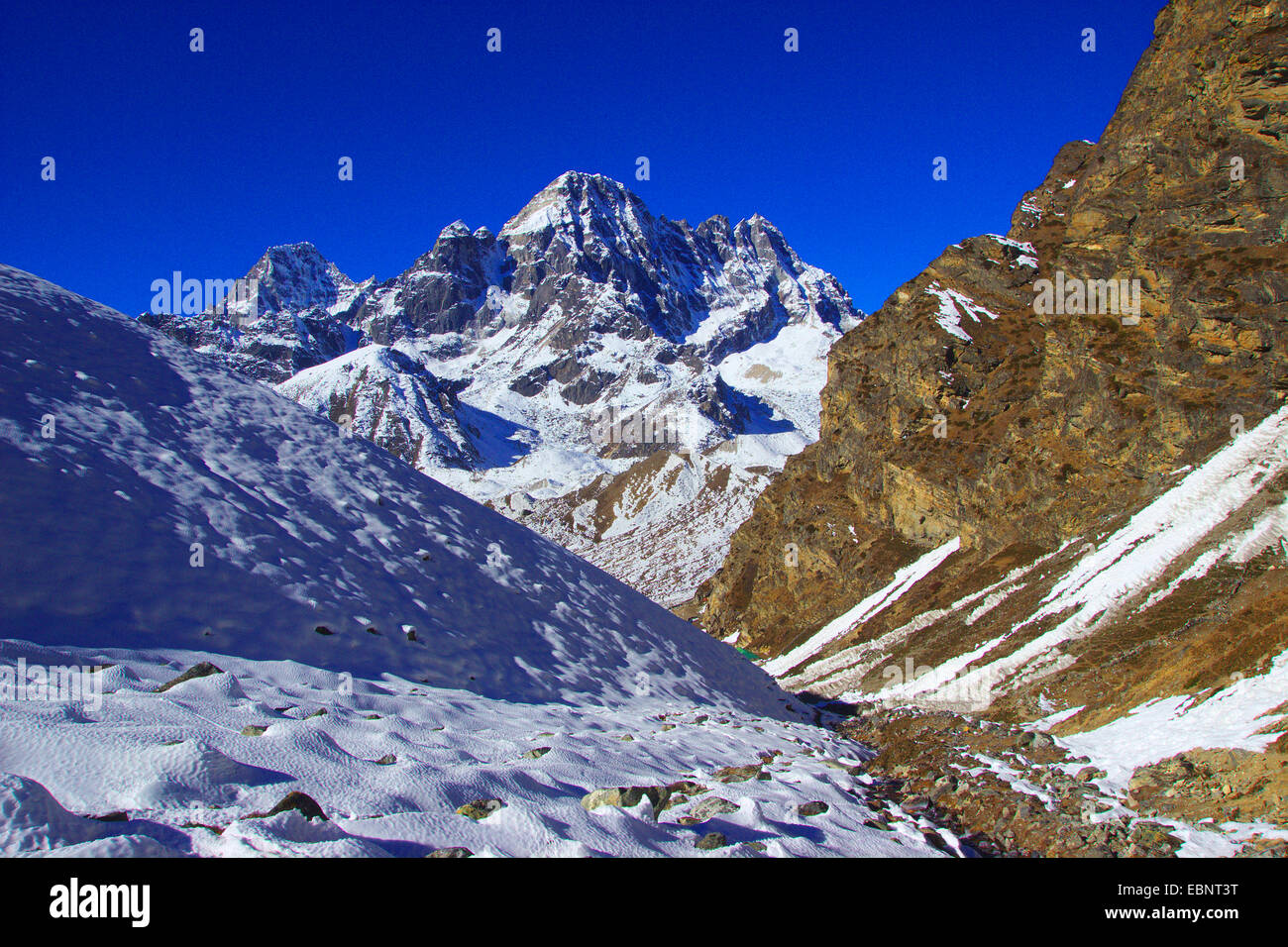 Phari Lapche view from Dragnag (near Gokyo), Nepal, Himalaya, Khumbu Himal Stock Photo