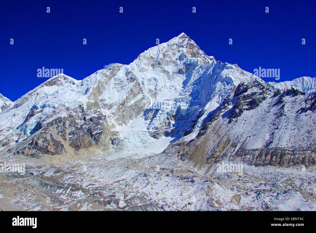Nuptse view from Gorak Shep, Nepal, Himalaya, Khumbu Himal Stock Photo