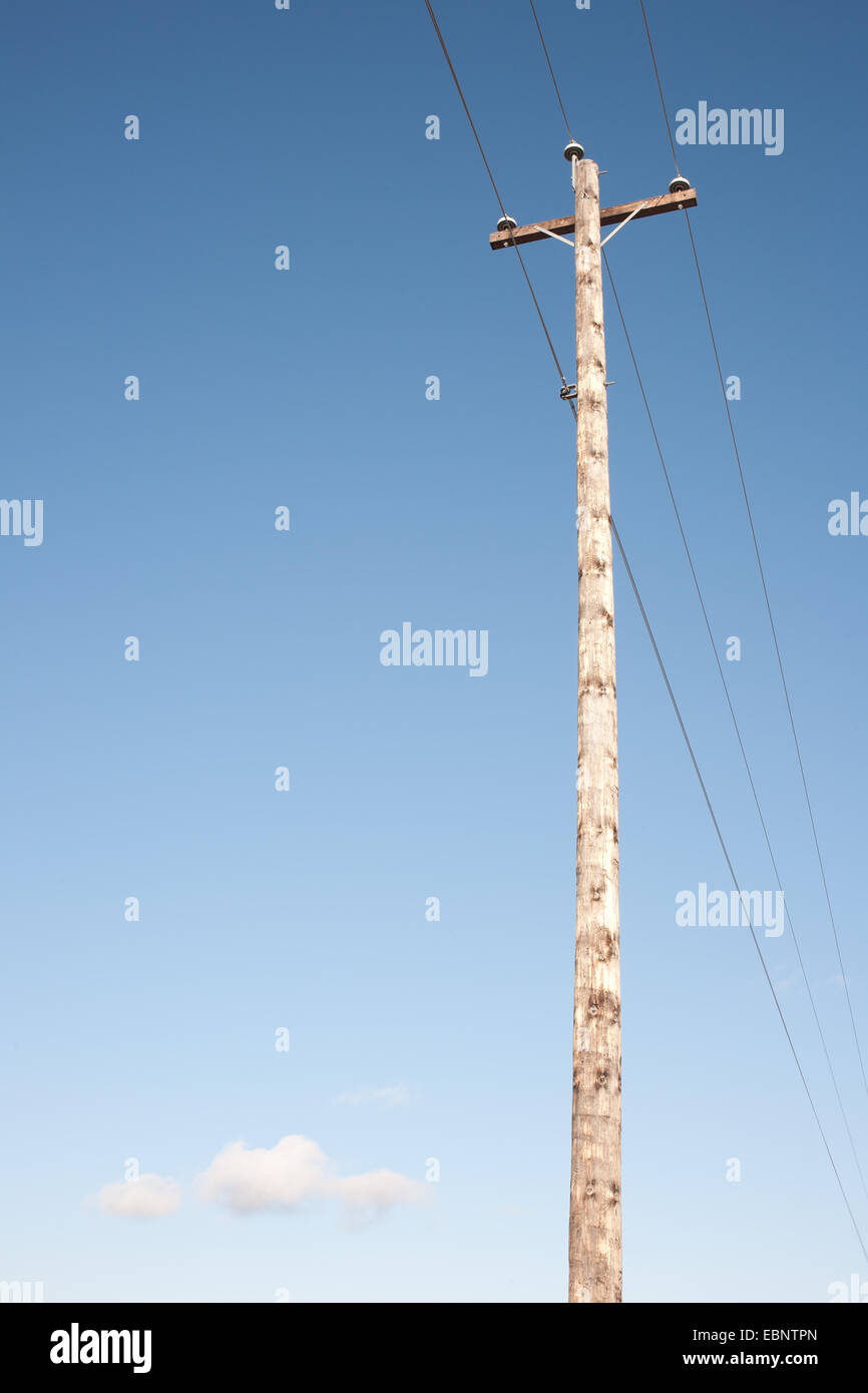 High voltage power line and blue sky Stock Photo - Alamy