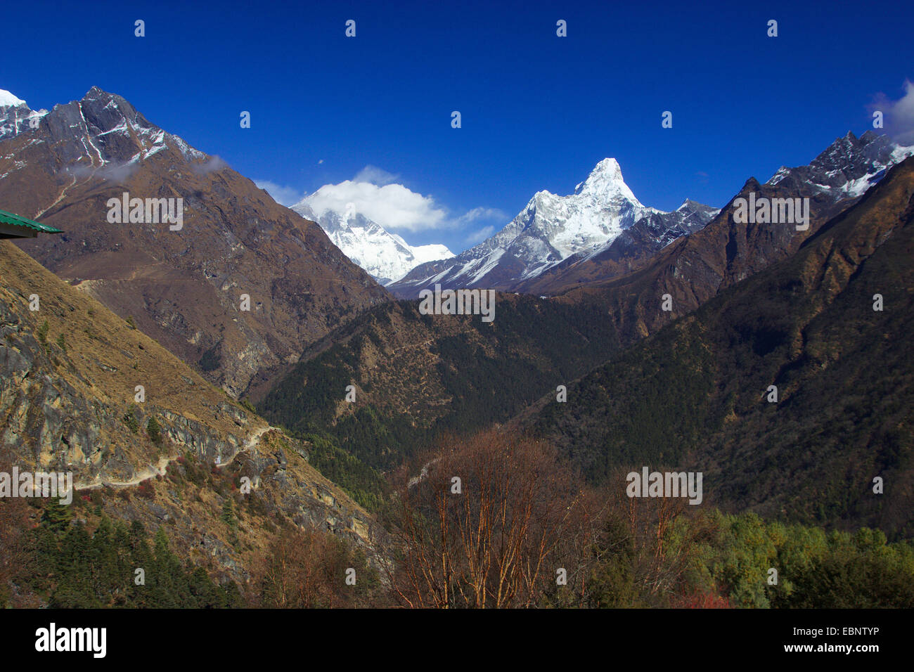 Lhotse, Ama Dablam. View from Sanasa, Nepal, Himalaya, Khumbu Himal Stock Photo