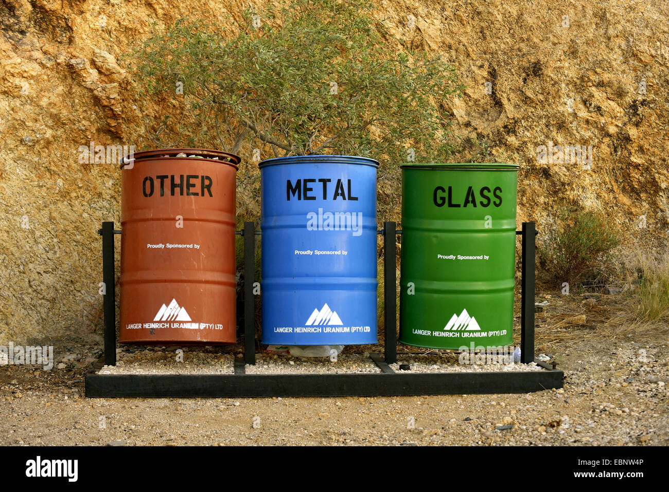 garbage in an outdoor camp, Namibia Stock Photo