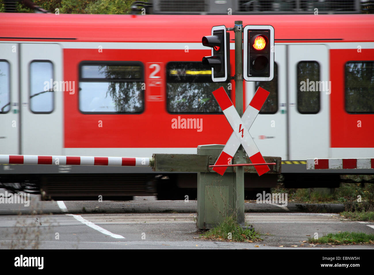 urban train crossing, Germany Stock Photo