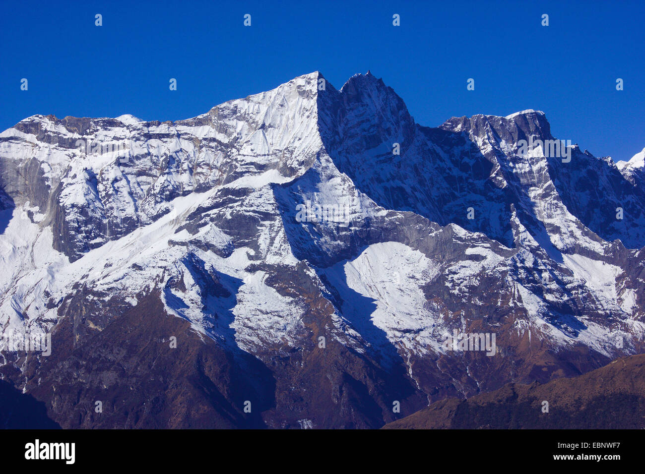 view from Tengboche monastery to Kongde Ri, Nepal, Himalaya, Khumbu Himal Stock Photo